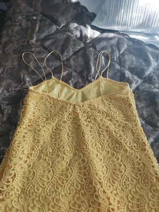 Vestido Mango Amarillo Encaje