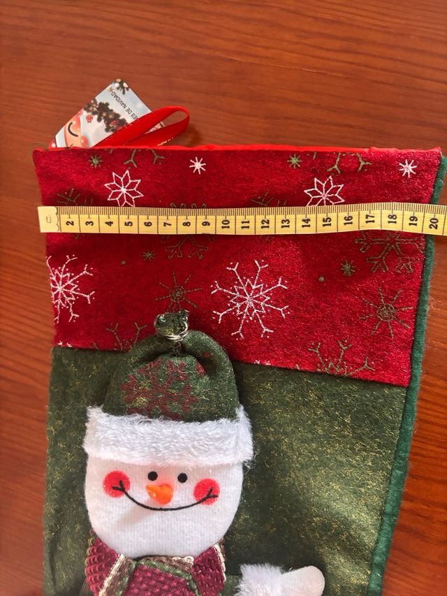 Calcetín Navideño Muñeco Nieve Esquí 20x42 cm