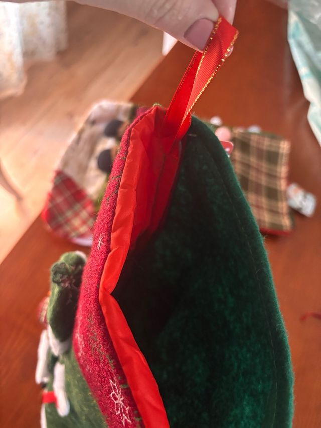 Calcetín Navideño Muñeco Nieve Esquí 20x42 cm