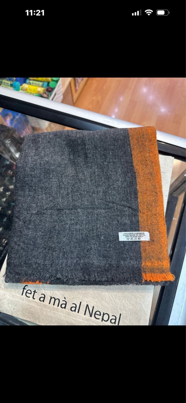 Pashmina de Cachemira Gris y Naranja
