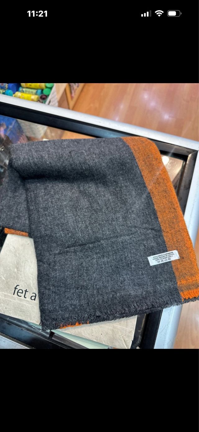 Pashmina de Cachemira Gris y Naranja