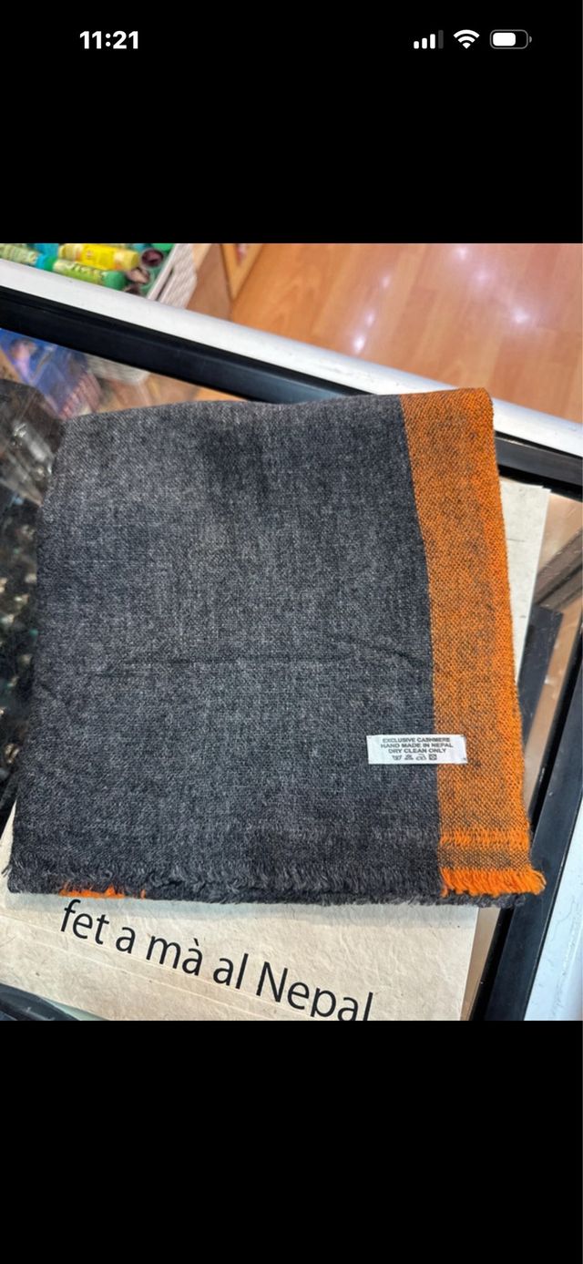 Pashmina de Cachemira Gris y Naranja