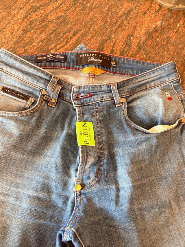 Philipp Plein Vaqueros Pitillo Hombre Azul