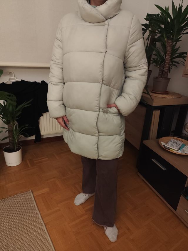 Abrigo acolchado beige gris XL