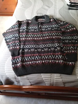 Jersey de lana hombre estampado con cuello