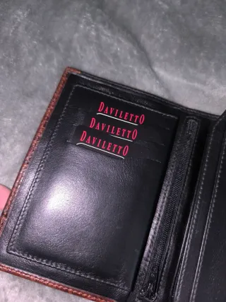 Cartera Billetera Piel Daviletto Negra y Marrón