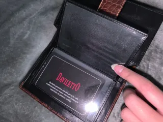 Cartera Billetera Piel Daviletto Negra y Marrón