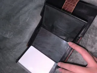 Cartera Billetera Piel Daviletto Negra y Marrón
