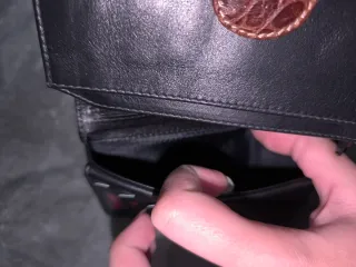 Cartera Billetera Piel Daviletto Negra y Marrón