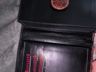 Cartera Billetera Piel Daviletto Negra y Marrón