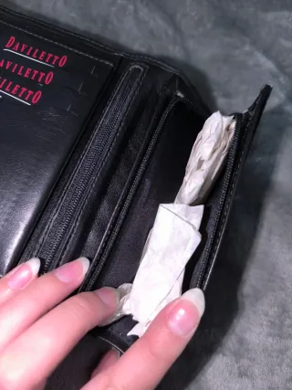 Cartera Billetera Piel Daviletto Negra y Marrón