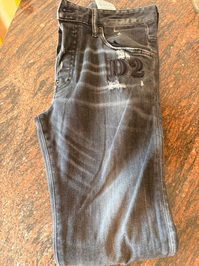 DSQUARED2 Vaqueros Pitillo Hombre Negro/Gris