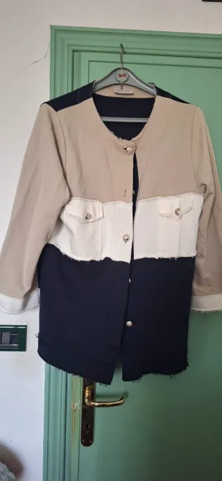 Elegante felpa cotone color block