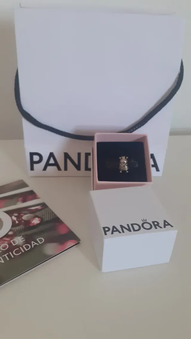 Charm Pandora Abeja Reina Corona Oro Plata