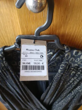 Vestido Massimo Dutti T40 Negro Estampado