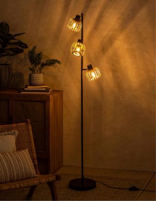 Lámpara de pie moderna bambú y metal