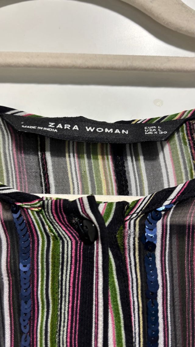 Vestido Zara lentejuelas rayas multicolor
