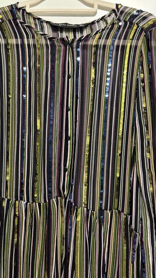 Vestido Zara lentejuelas rayas multicolor