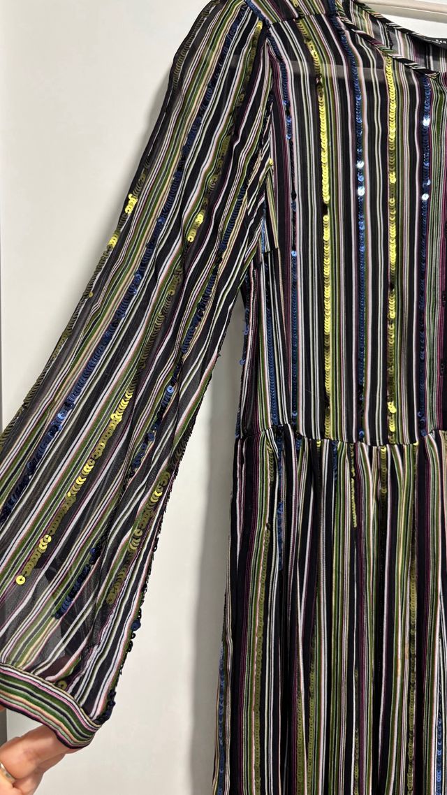 Vestido Zara lentejuelas rayas multicolor