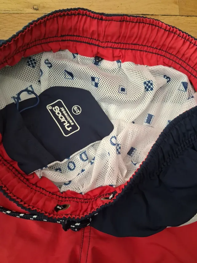 Bañador Nudos Talla S Rayas Azul  Blanco Rojo homb