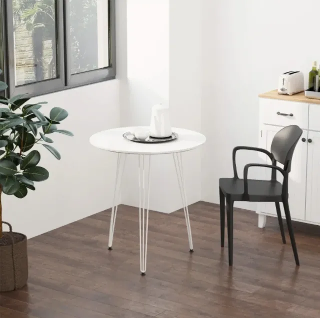 Mesa redonda metal y plástico