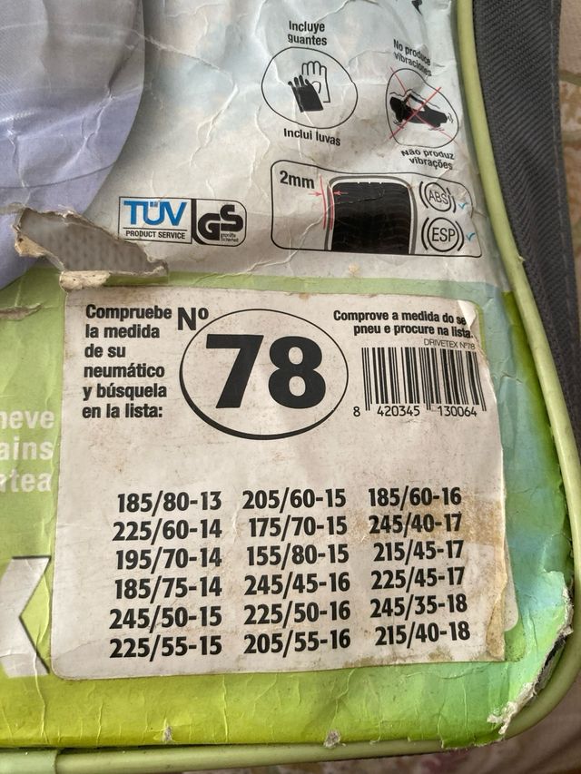 Cadenas textiles para nieve DRIVETEX Talla 78