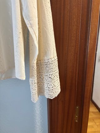 Camisa Zara Blanca Encaje Talla XL