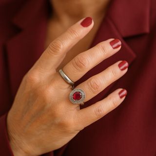 Anello Argento Spinello Rosso Vintage Anni '70