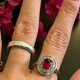 Anello Argento Spinello Rosso Vintage Anni '70