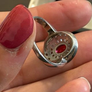 Anello Argento Spinello Rosso Vintage Anni '70