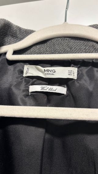 Abrigo Mango Gris Doble Botonadura