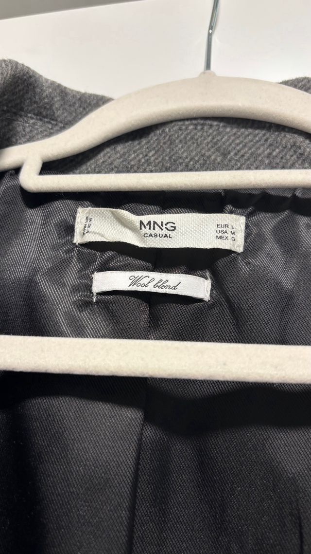 Abrigo Mango Gris Doble Botonadura