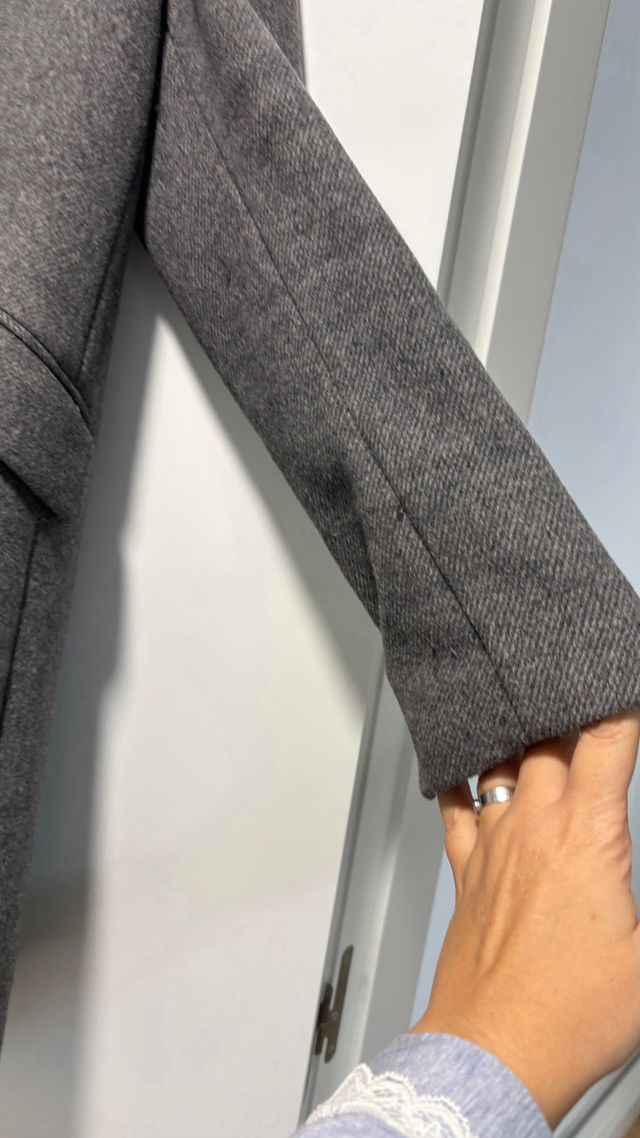 Abrigo Mango Gris Doble Botonadura