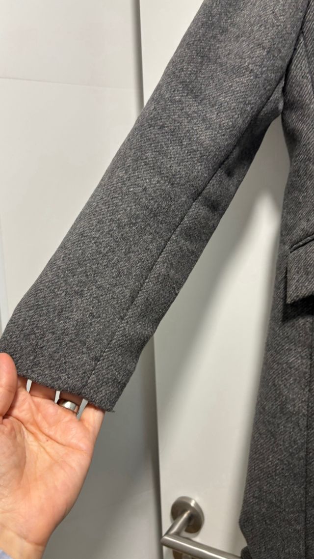 Abrigo Mango Gris Doble Botonadura