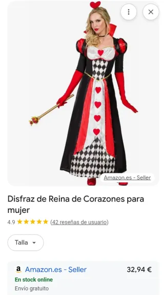 Disfraz Reina de Corazones Kimokawaii Mujer