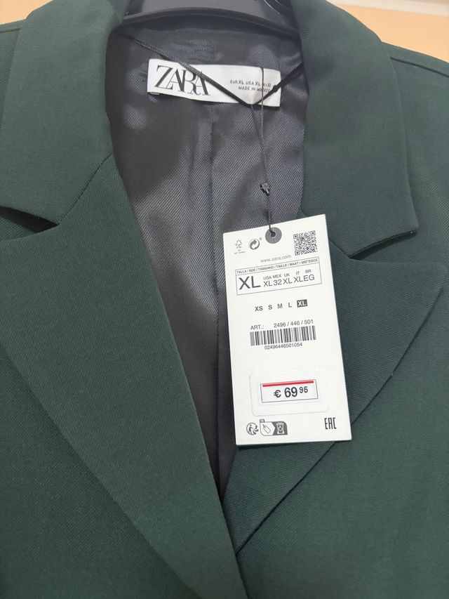 Blazer Zara Verde Talla XL Nuevo