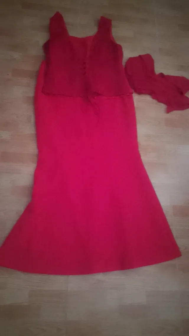 Traje de fiesta rojo mujer