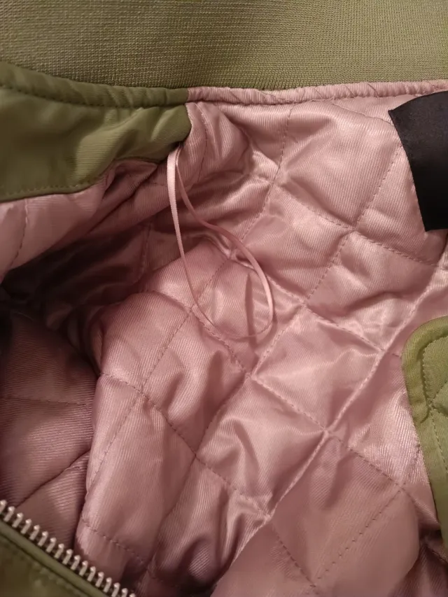 Cazadora Bomber Mango Verde Militar Talla S