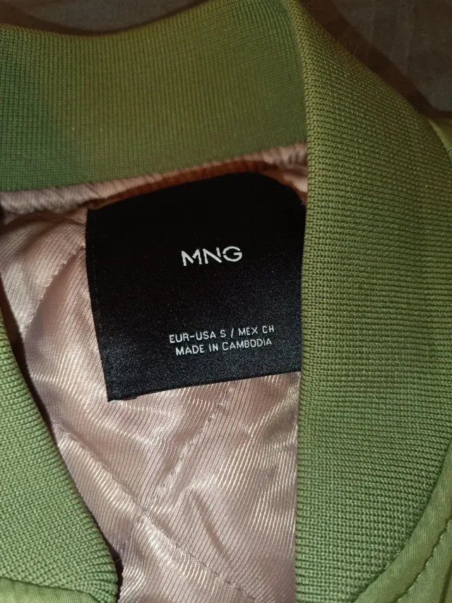 Cazadora Bomber Mango Verde Militar Talla S
