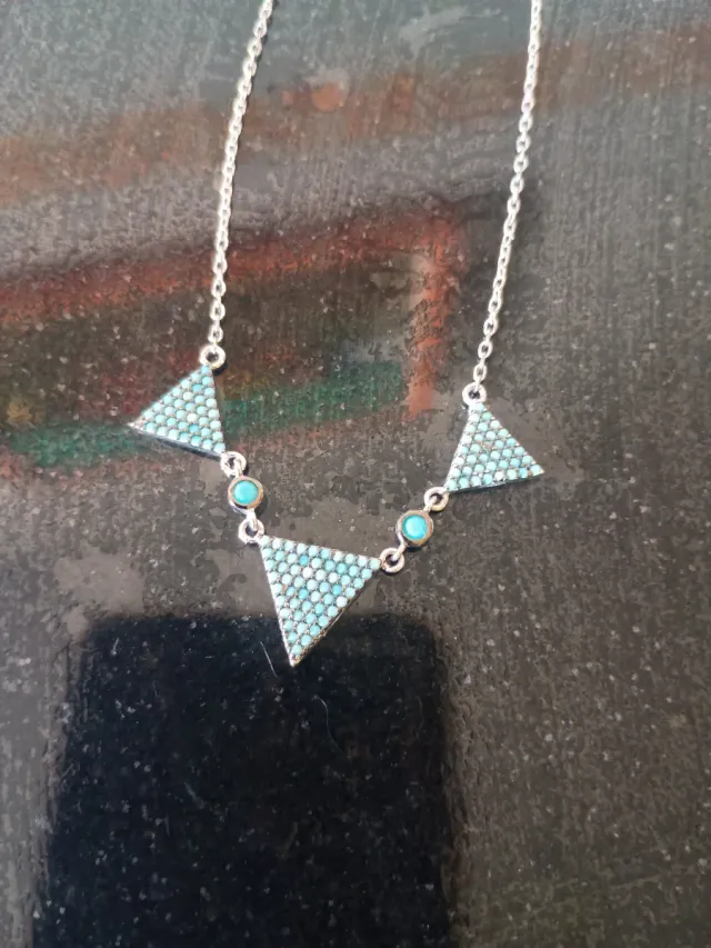Colgante Plata Turquesa Triángulos