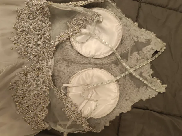 Vestido fiesta gris pedrería