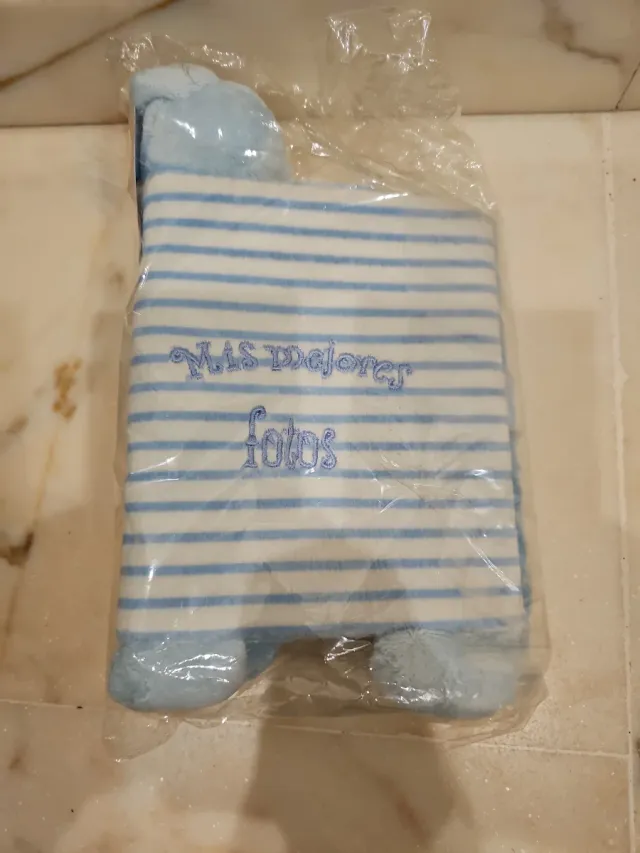 Álbum fotos bebé azul con peluche