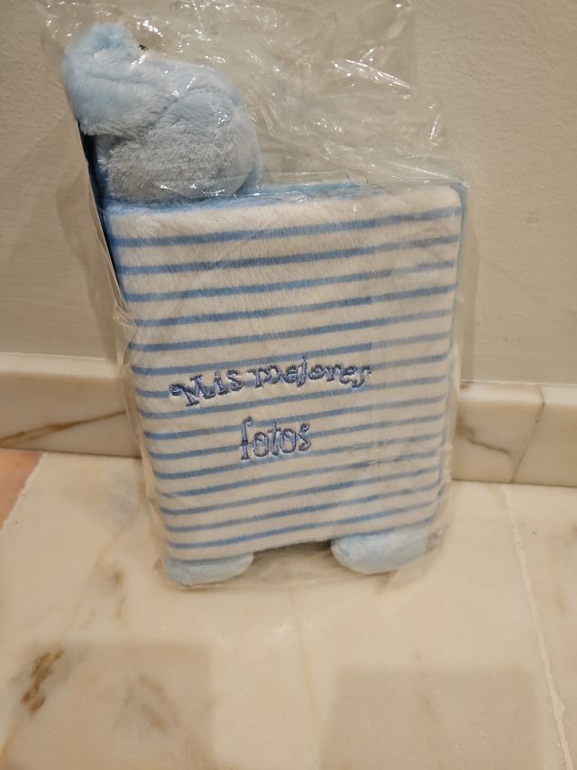 Álbum fotos bebé azul con peluche
