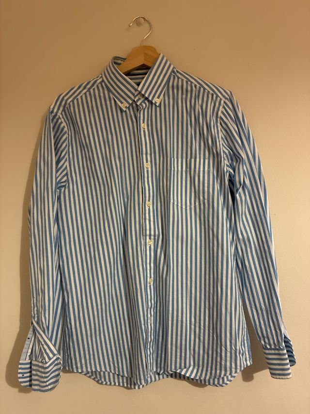 Camisa Cortefiel Rayas Azul y Blanca