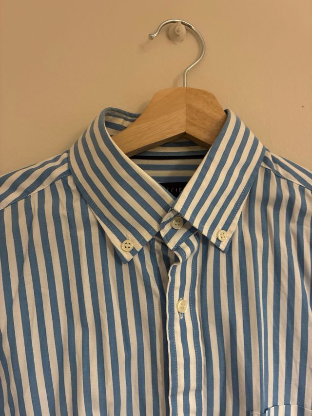 Camisa Cortefiel Rayas Azul y Blanca