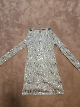 Vestido lentejuelas dorado manga larga