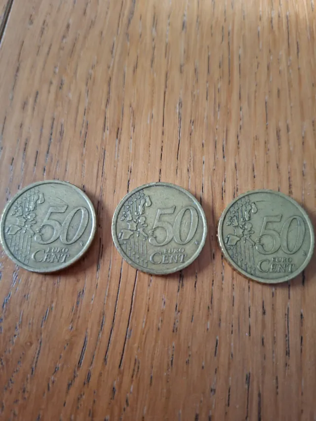3 Monedas 50 Céntimos Euro.año 2002,