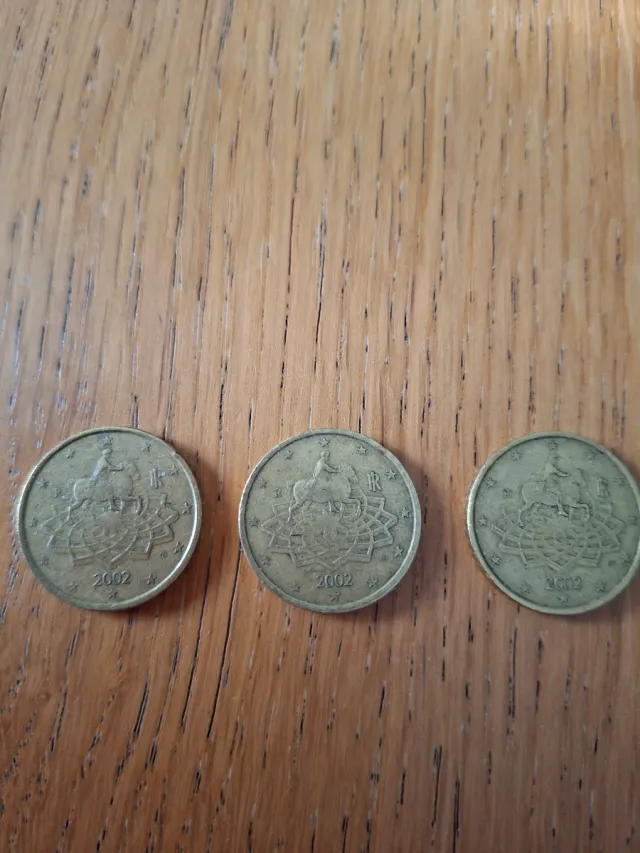 3 Monedas 50 Céntimos Euro.año 2002,