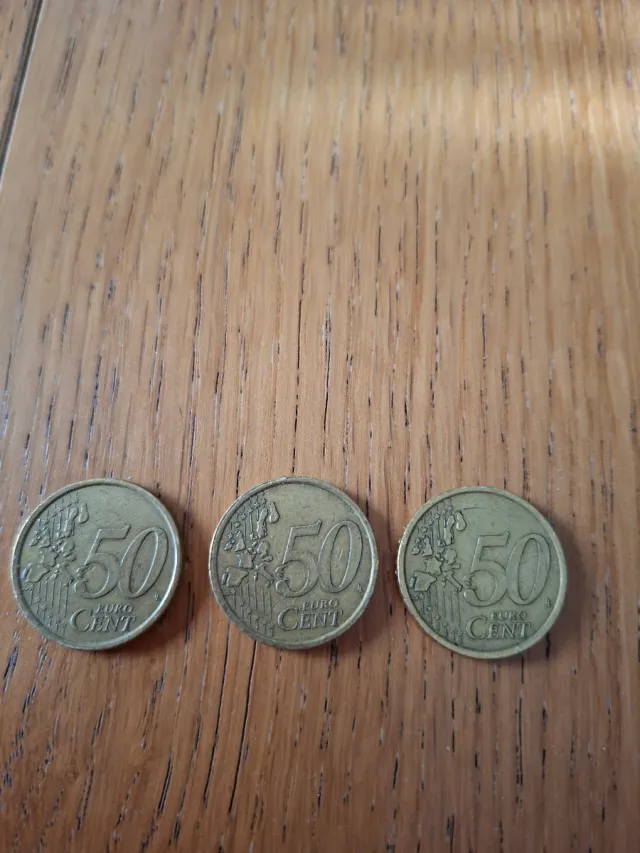 3 Monedas 50 Céntimos Euro.año 2002,