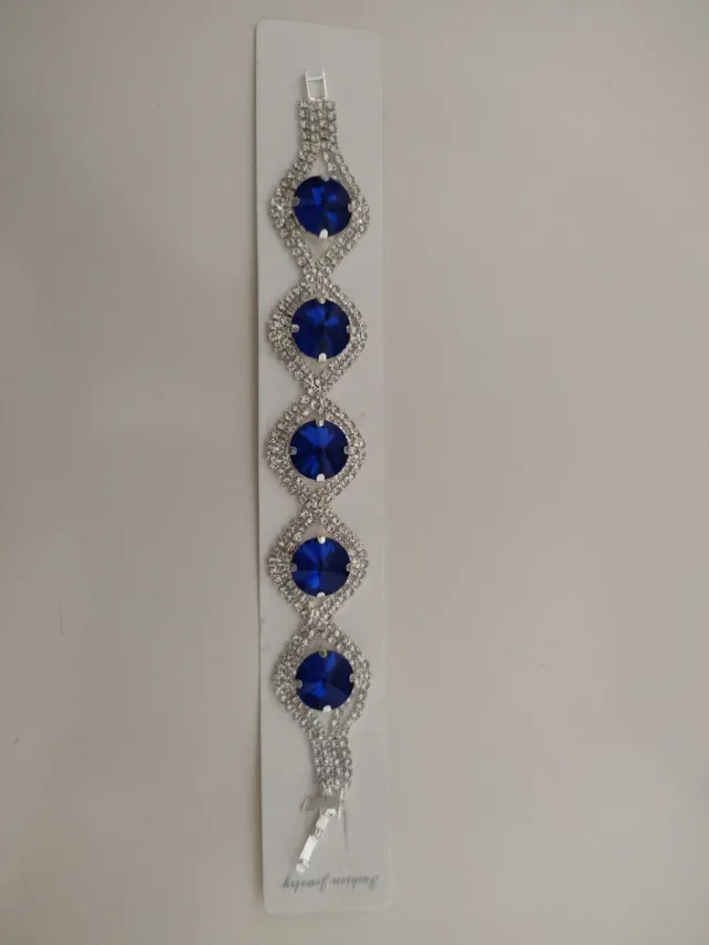 Pulsera de pedrería azul y plateada NUEVA